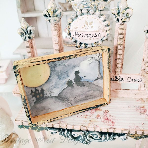 Cat & the Moon No.1:2 Dollhouse Miniature Handmade image 6
