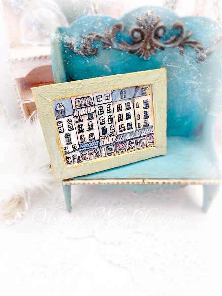 Paris Shopping in the City No.1:6 Dollhouse Miniature Handmade Wooden Framed Art image 3