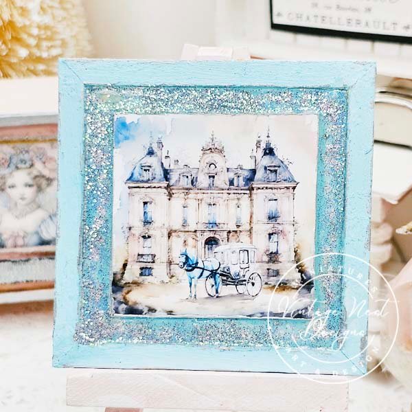 Horse and Carriage No.2:1 Dollhouse Miniature Handmade Wooden Framed Art image 5