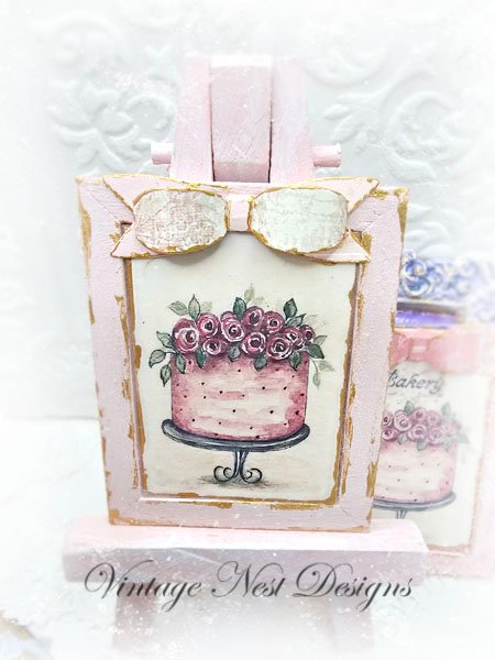 Kitchen Cake No.7:11 Dollhouse Miniature Handmade Wooden Framed Art image 0