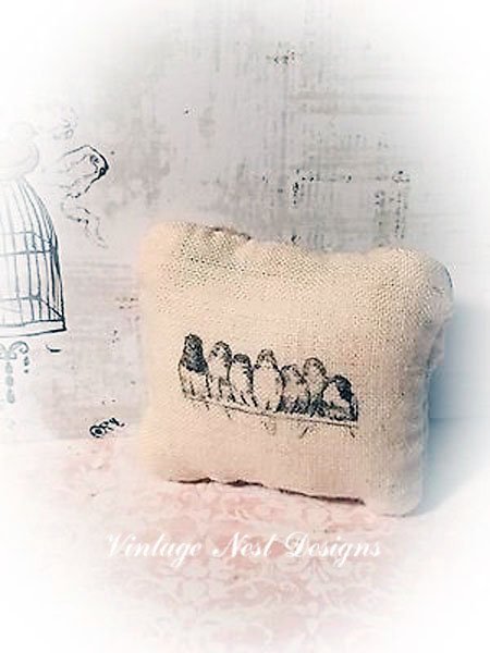 Bird Pillow No.1 Dollhouse Miniature Handmade image 0
