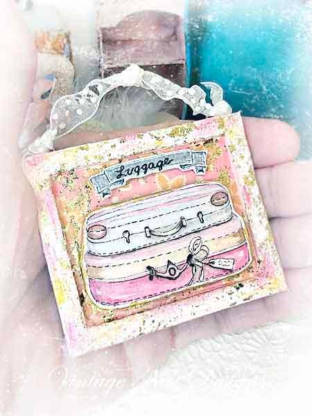 Luggage Suitcase No.38 Dollhouse Miniature Handmade Wooden Framed Art image 3