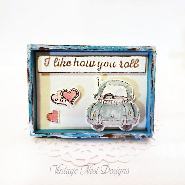 Valentine I Like How You Roll No.1 Dollhouse Miniature Handmade Framed Art image 0