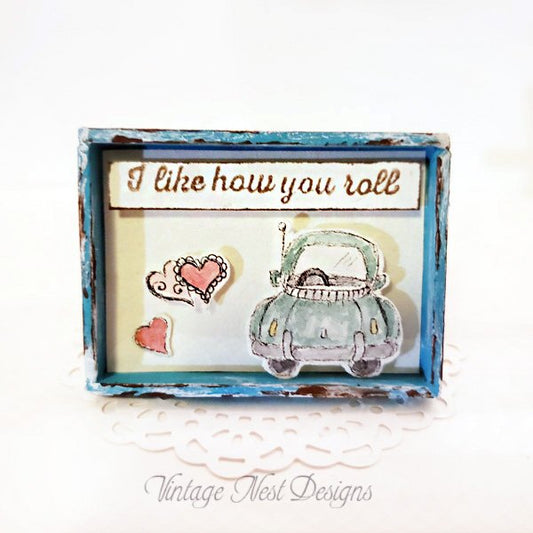 Valentine I Like How You Roll No.1 Dollhouse Miniature Handmade Framed Art image 0