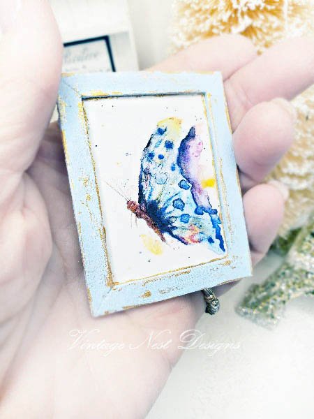 Butterfly No.1:2 Dollhouse Miniature Handmade Wooden Framed Art image 4