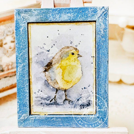Bird No.1:1 Dollhouse Miniature Handmade Wooden Framed Art image 0