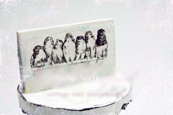 Bird Nest No.16:1 Dollhouse Miniature Handmade Wooden Framed Art image 0