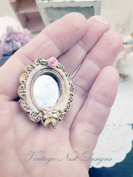 Mirror No.4 Original Painting Dollhouse Miniature Handmade image 1