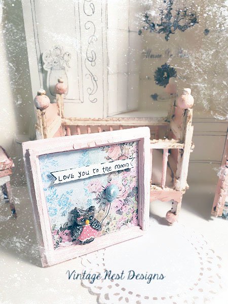 Love You to the Moon Owl No.2 Dollhouse Miniature Handmade image 1