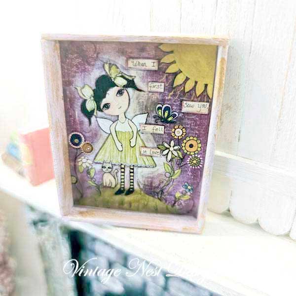 When I First Saw You No.1:1 Dollhouse Miniature Handmade Wooden Framed Art image 5