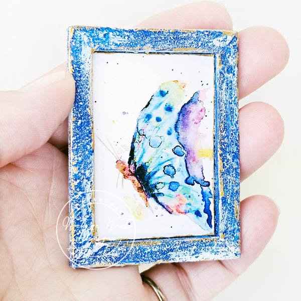Butterfly No.1:3 Dollhouse Miniature Handmade Wooden Framed Art image 3