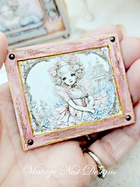 Young Marie No.1:1 Dollhouse Miniature Handmade Framed Art image 3