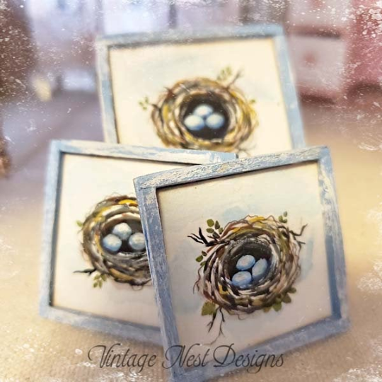 Bird Nest Eggs Original Paintings Dollhouse Minature Handmade image 1