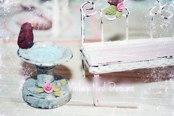 Bird Bath No.1:1 Dollhouse Miniature Handmade image 1