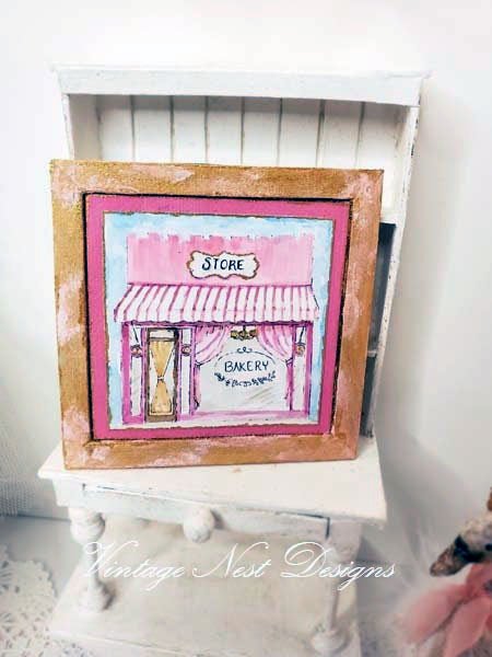Bakery Store No.1:1 Dollhouse Miniature Handmade Wooden Framed Art image 0