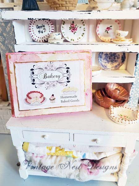Bakery Sweets No.4:3 Dollhouse Miniature Handmade Wooden Framed Art image 2