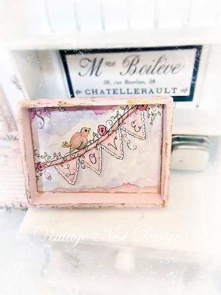 Love Bird No.1:5 Dollhouse Miniature Handmade Framed Wooden Art image 0