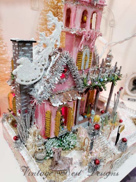 Putz Glitter Holiday House Victorian Mansion No.2 Handmade Miniature image 2