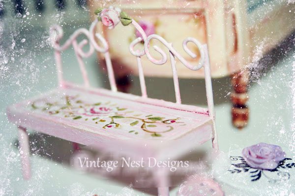 Metal & Wood Bench No.2 Dollhouse Miniature Handmade image 1