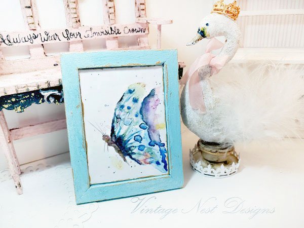 Butterfly No.1:1 Dollhouse Miniature Handmade Wooden Framed Art image 1