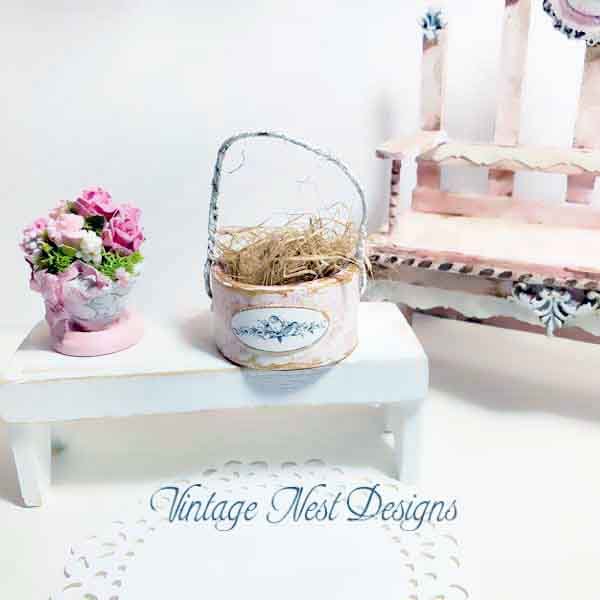 Bird Nest Basket No.2 Dollhouse Miniature Handmade image 3