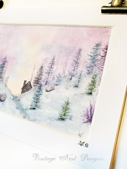 Winter Scene No.4 Original Watercolor Painting image 4