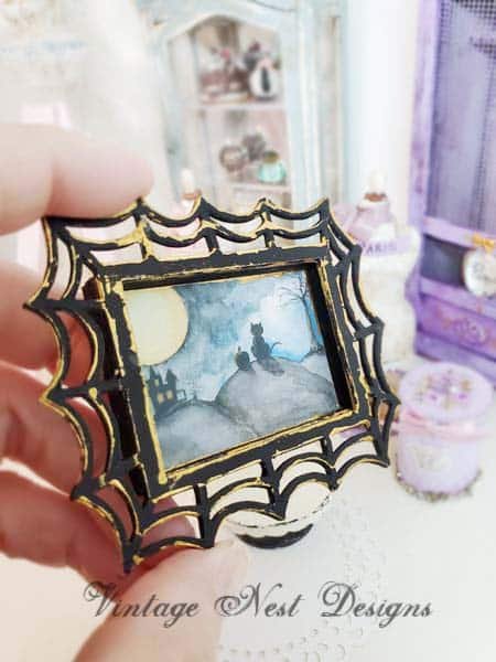 Cat & the Moon No.1:3 Dollhouse Miniature Handmade image 7