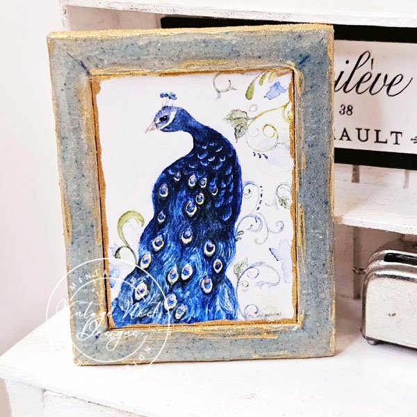 Peacock No.1:3 Dollhouse Miniature Handmade Wooden Framed image 3