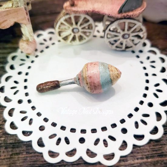 Nursery Wooden Toy Top No.1 Dollhouse Miniature Handmade image 0