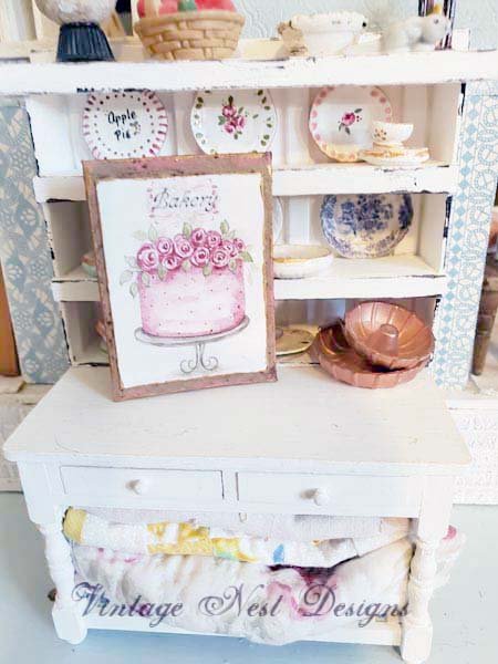 Cake No.7:9 Dollhouse Miniature Handmade framed Art image 2