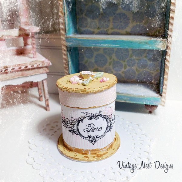 Hat Band Box No.90 Dollhouse Miniature Handmade image 0