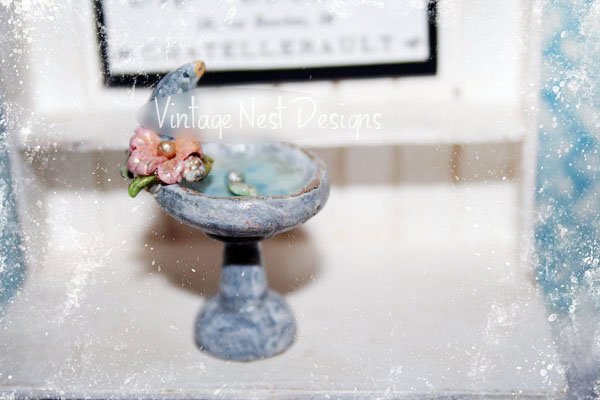 Bird Bath No.3 Dollhouse Miniature Handmade image 1
