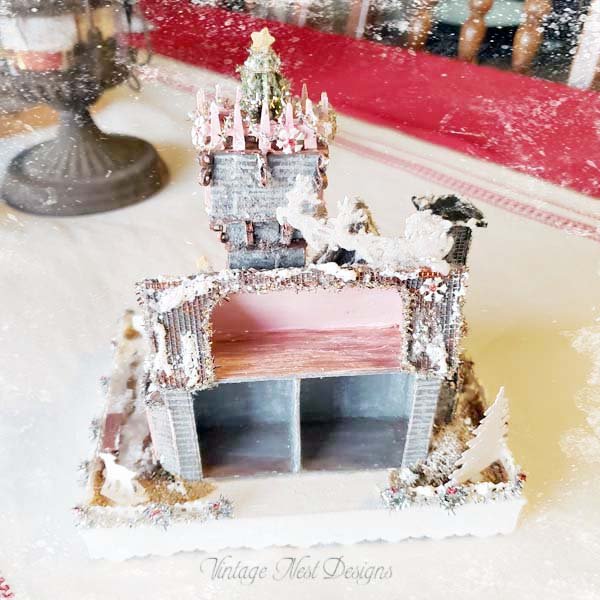 Victorian Mansion Putz Glitter Holiday Dollhouse House No.1 Handmade image 11