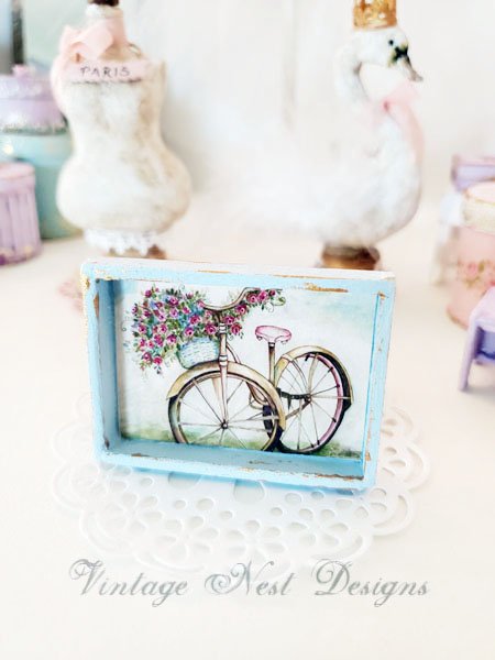 Roses & Bicycle No.1:1 Dollhouse Miniature Handmade image 0