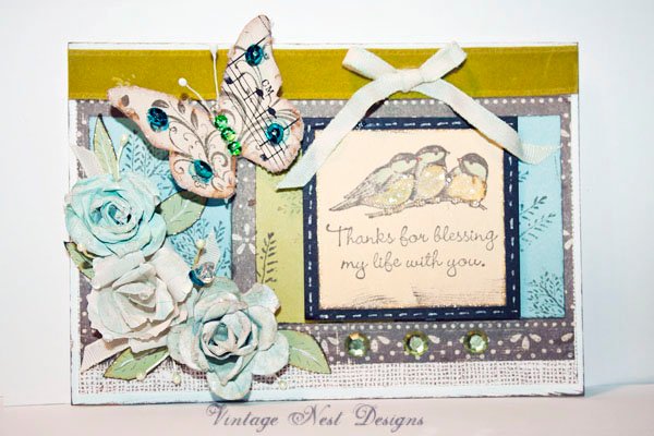 Bird Card No.2 Greeting Blank Inside Handmade One of a Kind image 0