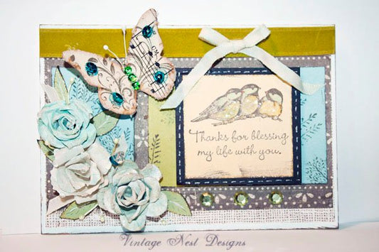 Bird Card No.2 Greeting Blank Inside Handmade One of a Kind image 0