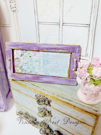 Tray No.3 Dollhouse Miniature Handmade Wooden Framed image 7