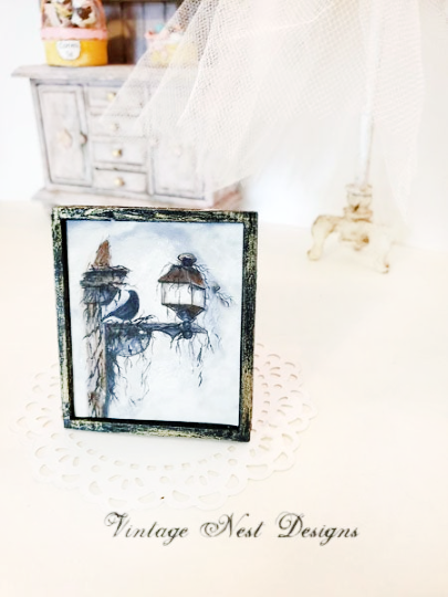 Crow Lantern No.1:1 Dollhouse Miniature Handmade image 2