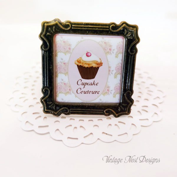 Cupcake Sign No.35 Dollhouse Miniature Handmade image 0