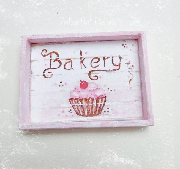 Bakery Sign No.2 Dollhouse Miniature Handmade image 2