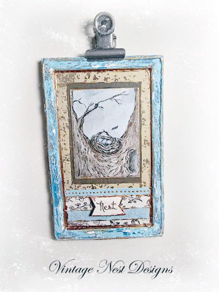 Bird Nest Tree No.2:2 Dollhouse Miniature Handmade Wooden Framed Art image 6