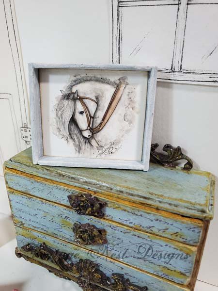 Andalusian Horse No.1:4 Dollhouse Miniature Handmade Framed Art image 1