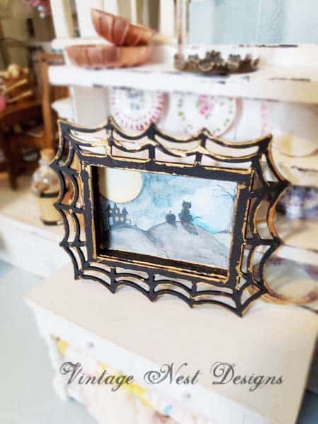 Cat & the Moon No.1:3 Dollhouse Miniature Handmade image 3