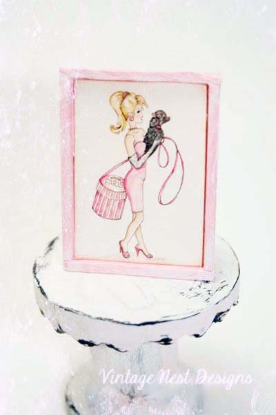 Barbie Shopping No.4:2 Dollhouse Miniature Handmade Wooden Framed Art image 0