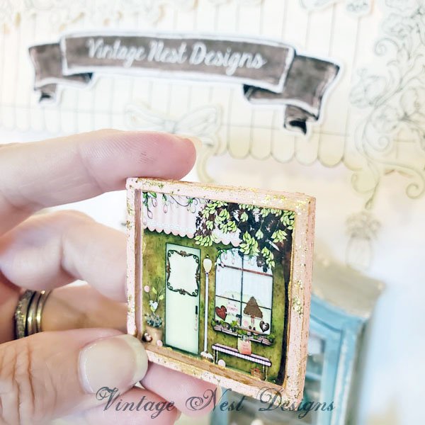 The Sweet Shop No.1:2 Dollhouse Miniature Handmade Wooden Framed Art image 2