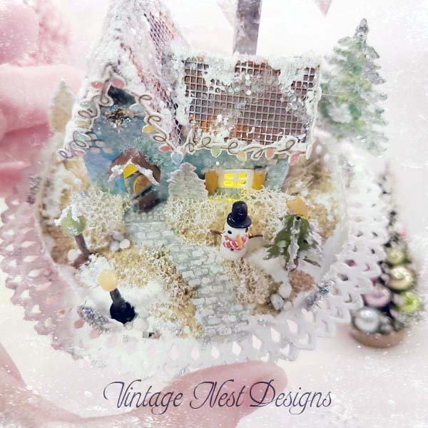 Christmas Putz Glitter Holiday House No.26 Handmade Miniature image 6