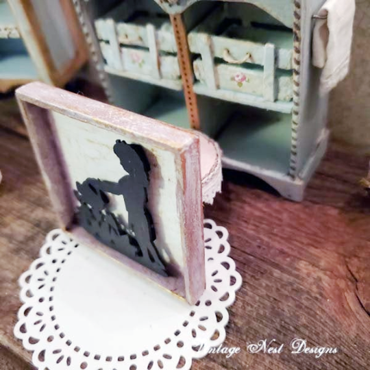 Child Silhouette No.6 Dollhouse Miniature Handmade image 1
