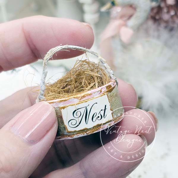 Bird Nest Basket No.8 Dollhouse Miniature Handmade image 2