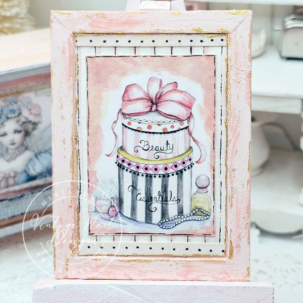 Beauty Essentials No.1:2 Dollhouse Miniature Handmade Wooden Framed Art image 2