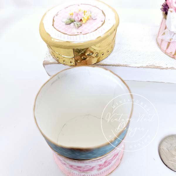 Hat Box No.85 Dollhouse Miniature Handmade for Dolls image 7